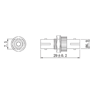 ST to ST Simplex Singlemode Metal Fiber Adapter, Without Flange